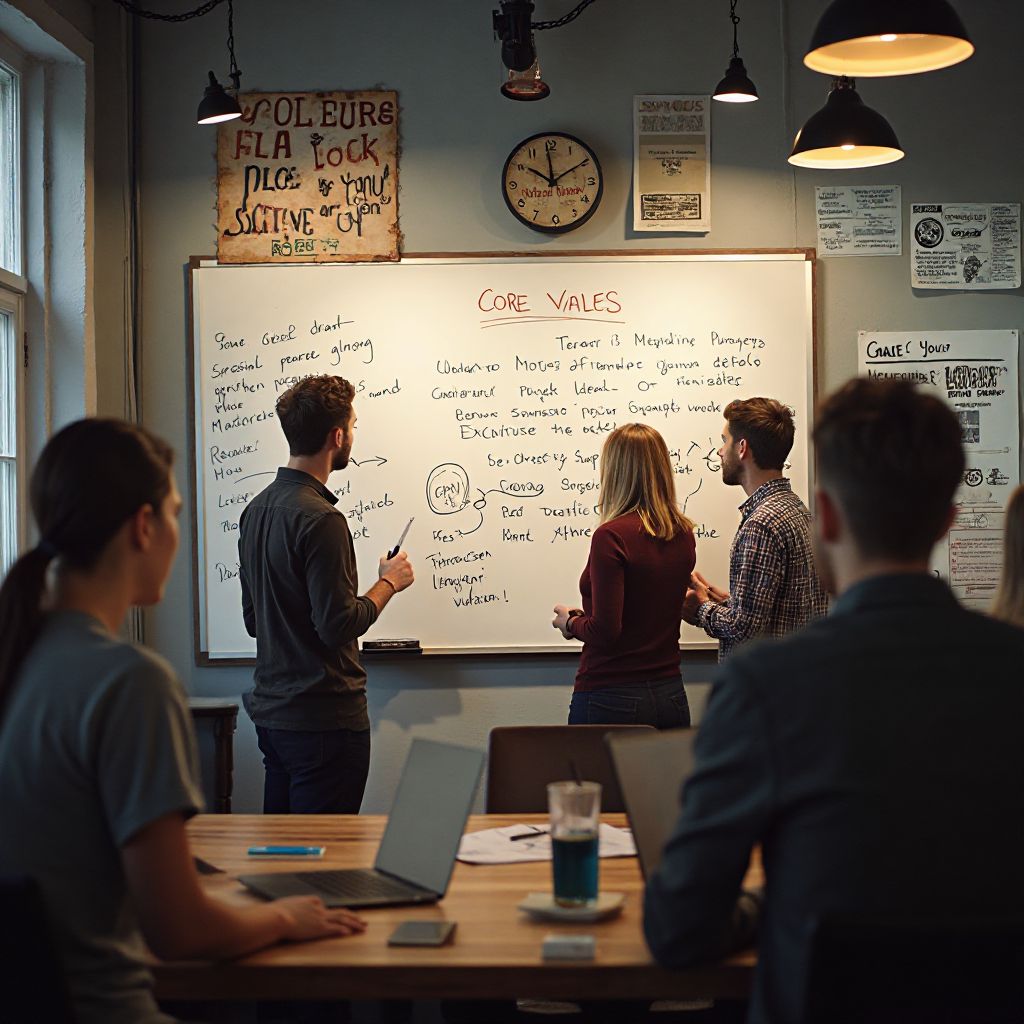 Team brainstorming values